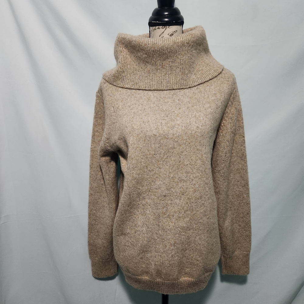Beige Neutral Chunky Oversized Sweater W Cowl Neck.